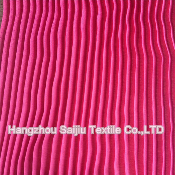 100% Polyester Chiffon Solid Dyed Pleated Fabric