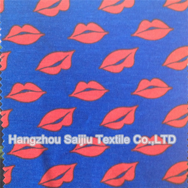 Polyester/Rayon/Spandex Knit Pnote Printed Fabric