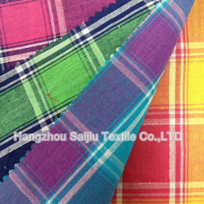100% Cotton Yarn Dyed Fabric With Lurex
