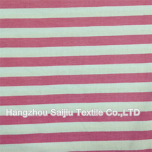 Cotton/Polyester Semi-comb Jersey Printed Stripes Fabric