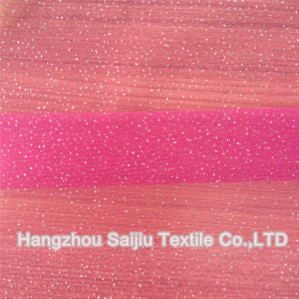 100% Polyester Solid Tulle With Shinny Glitter Fabric