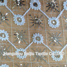 100% Polyester Tulle Embroidery With Sequine Fabric