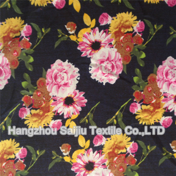 100% Polyester Faille Crepe Printed CDC Fabric