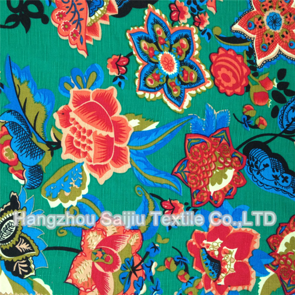 100% Rayon Slub Printed Fabric