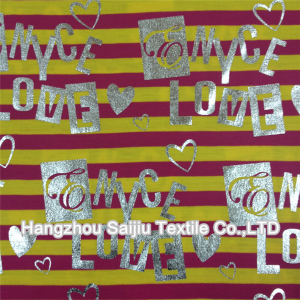 TR Yarn Dyed Stripe With Printed Glitter Fabric