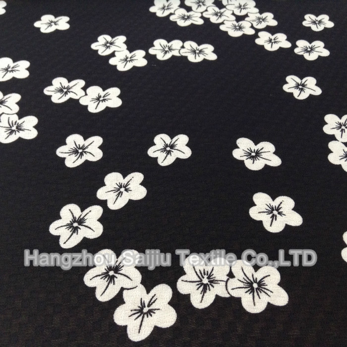 100% Polyester Chiffon Spot Jacquard Printed Fabric 