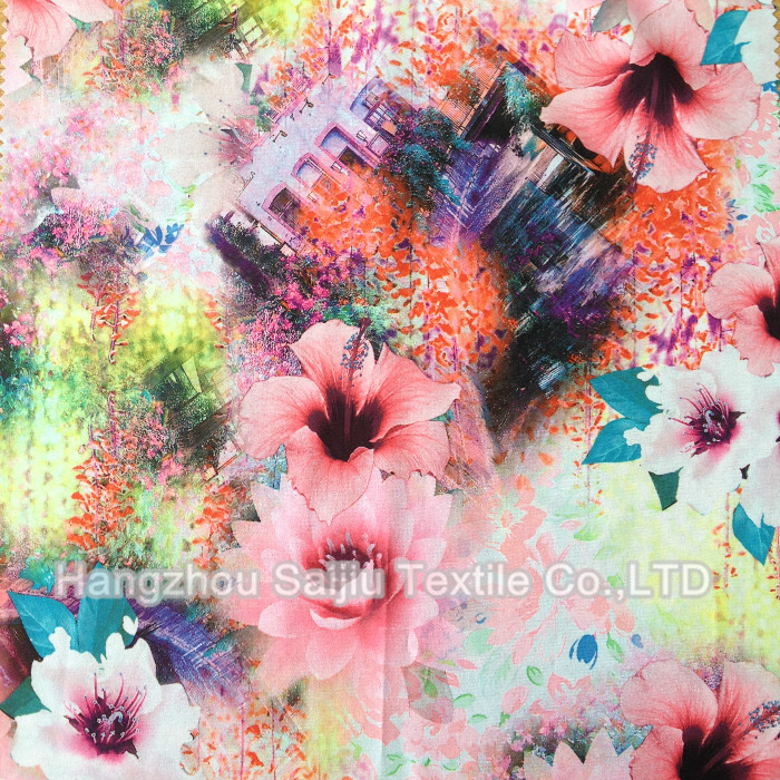 100% Polyester Crystal Printed Fabric