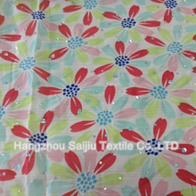 100% Polyester Chiffon Printed With Foil Dot Fabric 