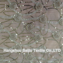 100% Polyester Tulle Embroidery With Sequine Fabric