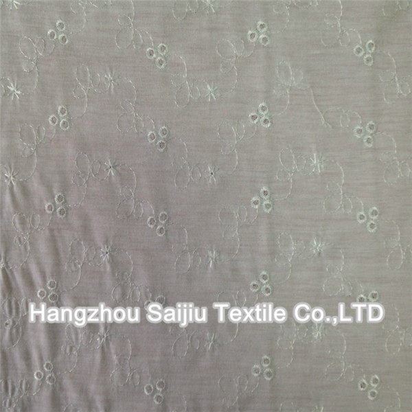 T/R Single Jersey Solid Dyed With Embroidery Fabric