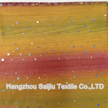 100% Polyester Printed Tulle With Foil Dot Fabric