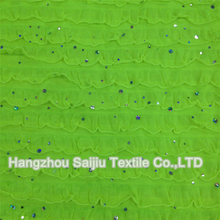 100% Polyester Foil Dot Ruffled Jersey Fabric