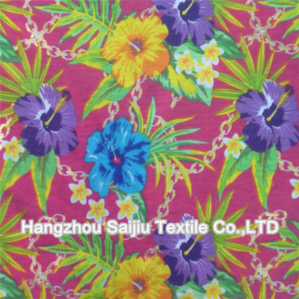 T/R/Spandex Single Jersey Printed Fabric
