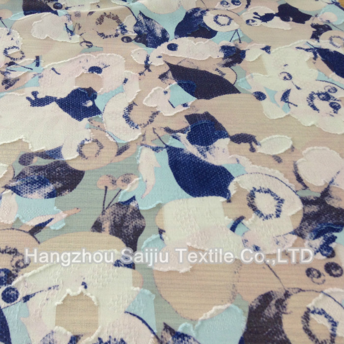 100% Polyester Chiffon Cut Flowers Printed Fabric 