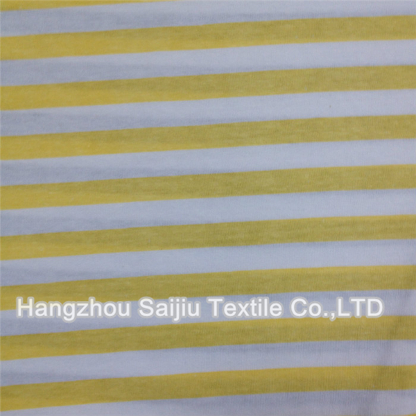 Cotton/Polyester Semi-comb Jersey Printed Stripes Fabric