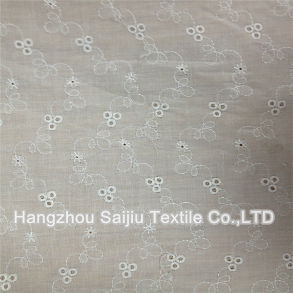 CVC Poplin Embroidery Solid Dyed Fabric