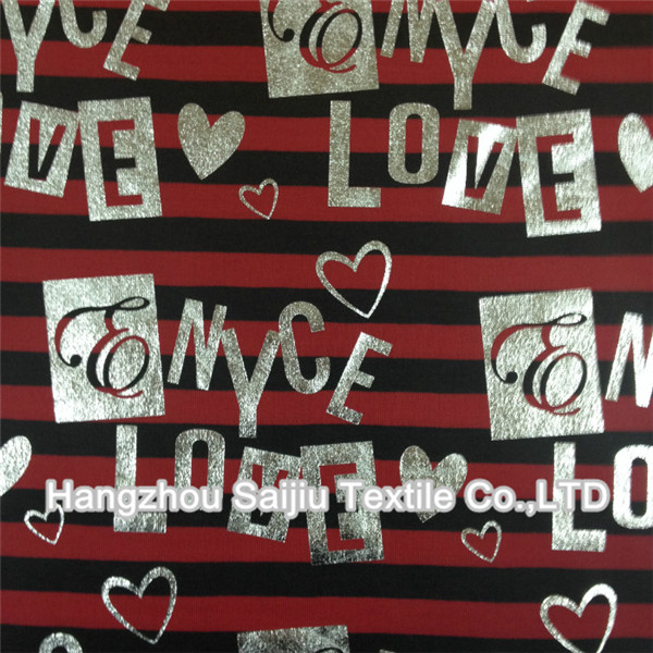 TR Yarn Dyed Stripe With Printed Glitter Fabric