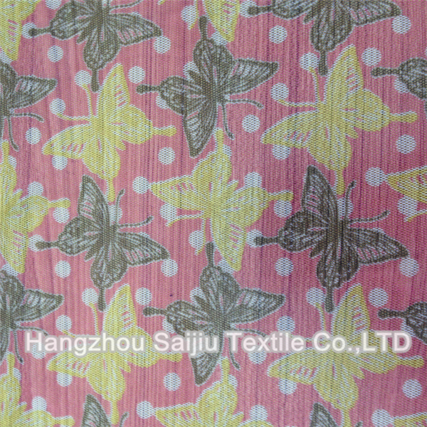 100% Polyester Tulle Printed Butterfly Fabric