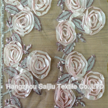 100% Polyester Tulle Embroidery With Sequine Fabric