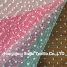 100% Polyester Solid Tulle With White Flocking Fabric
