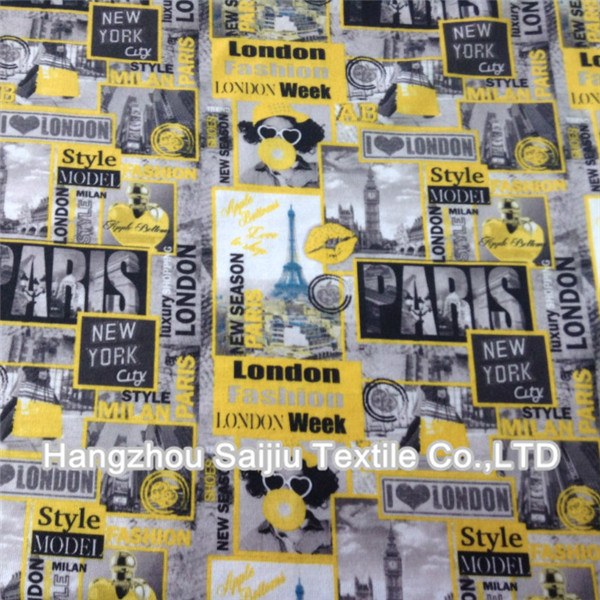 Spun Polyester/Spandex Jersey Printed Fabric