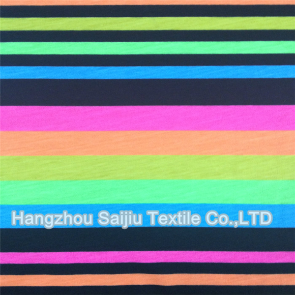 Poly/Rayon/Spandex Single Jersey Printed Stripes Fabric