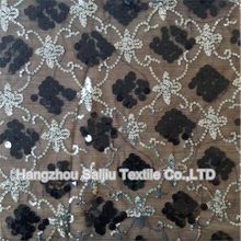 100% Nylon Tulle With Sequins