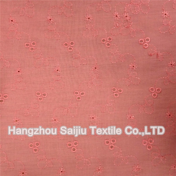 CVC Poplin Embroidery Solid Dyed Fabric
