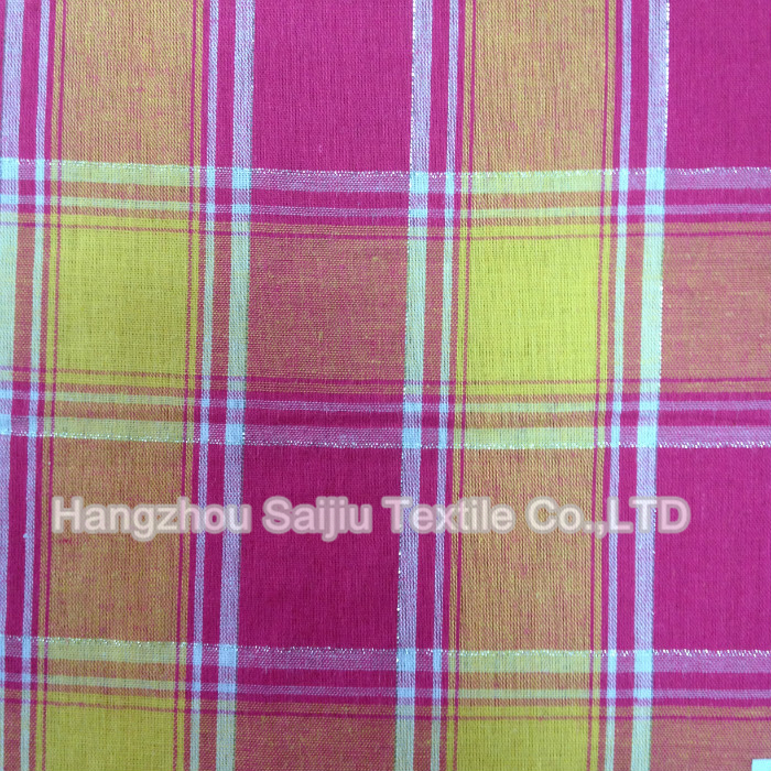 100% Cotton Yarn Dyed Fabric With Lurex