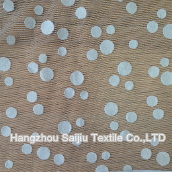 100% Polyester Solid Tulle With Flocking Fabric