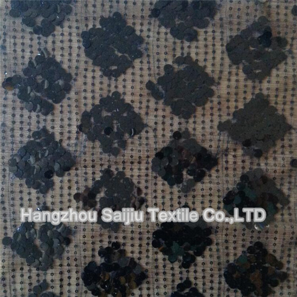 100% Nylon Tulle With Sequins