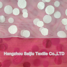 100% Polyester Solid Tulle With Flocking Fabric