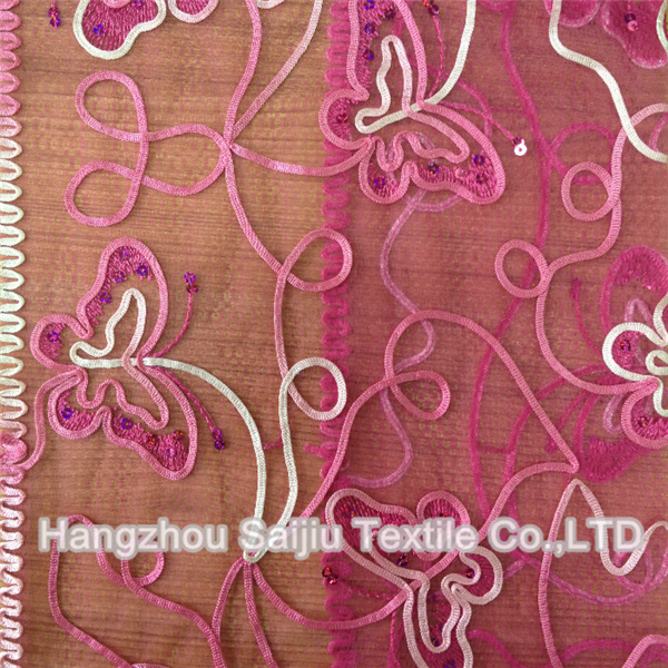 100% Polyester Tulle Embroidery With Sequine Fabric