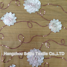 100% Polyester Tulle Embroidery With Sequine Fabric