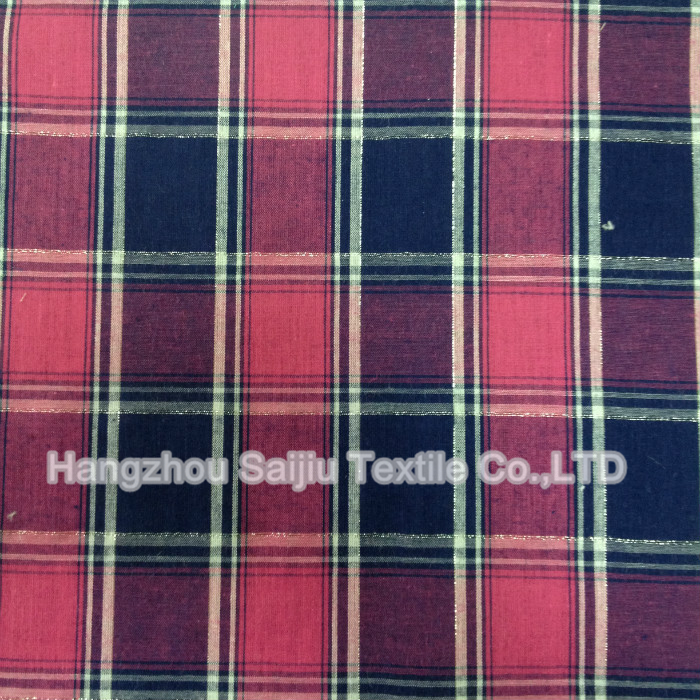 100% Cotton Yarn Dyed Fabric With Lurex